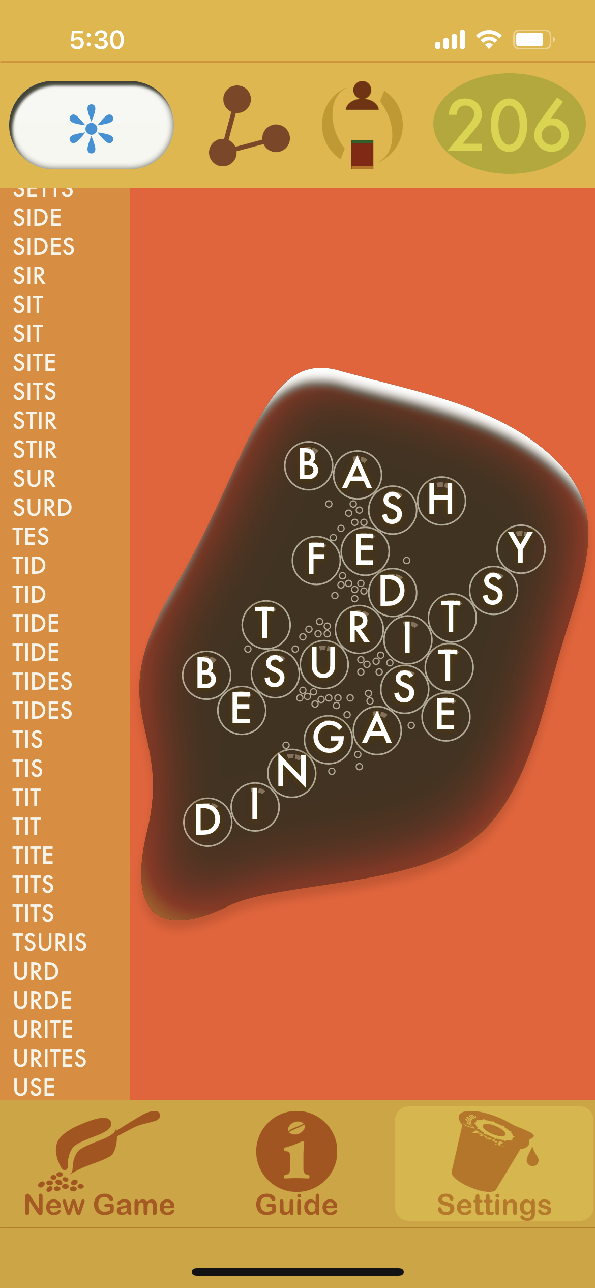 Spell the Beans 206 points screenshot