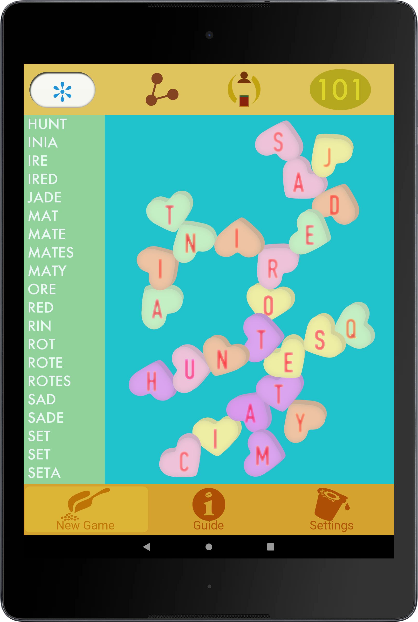 Love Letters Android Nexus 9 screenshot with Faux-cabulary ORINIA
