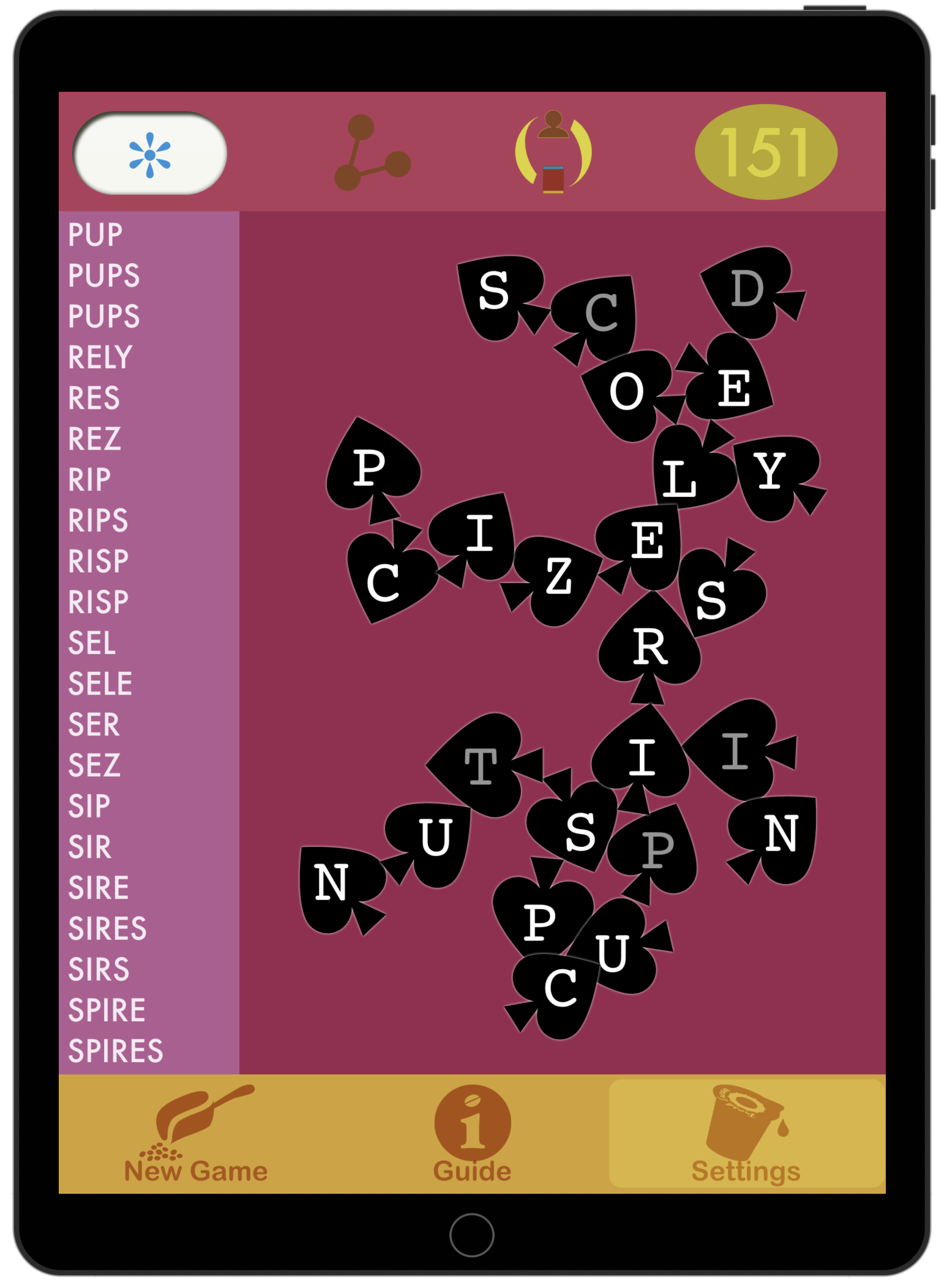 8-Spot Spade user screenshot showing proper number of spots