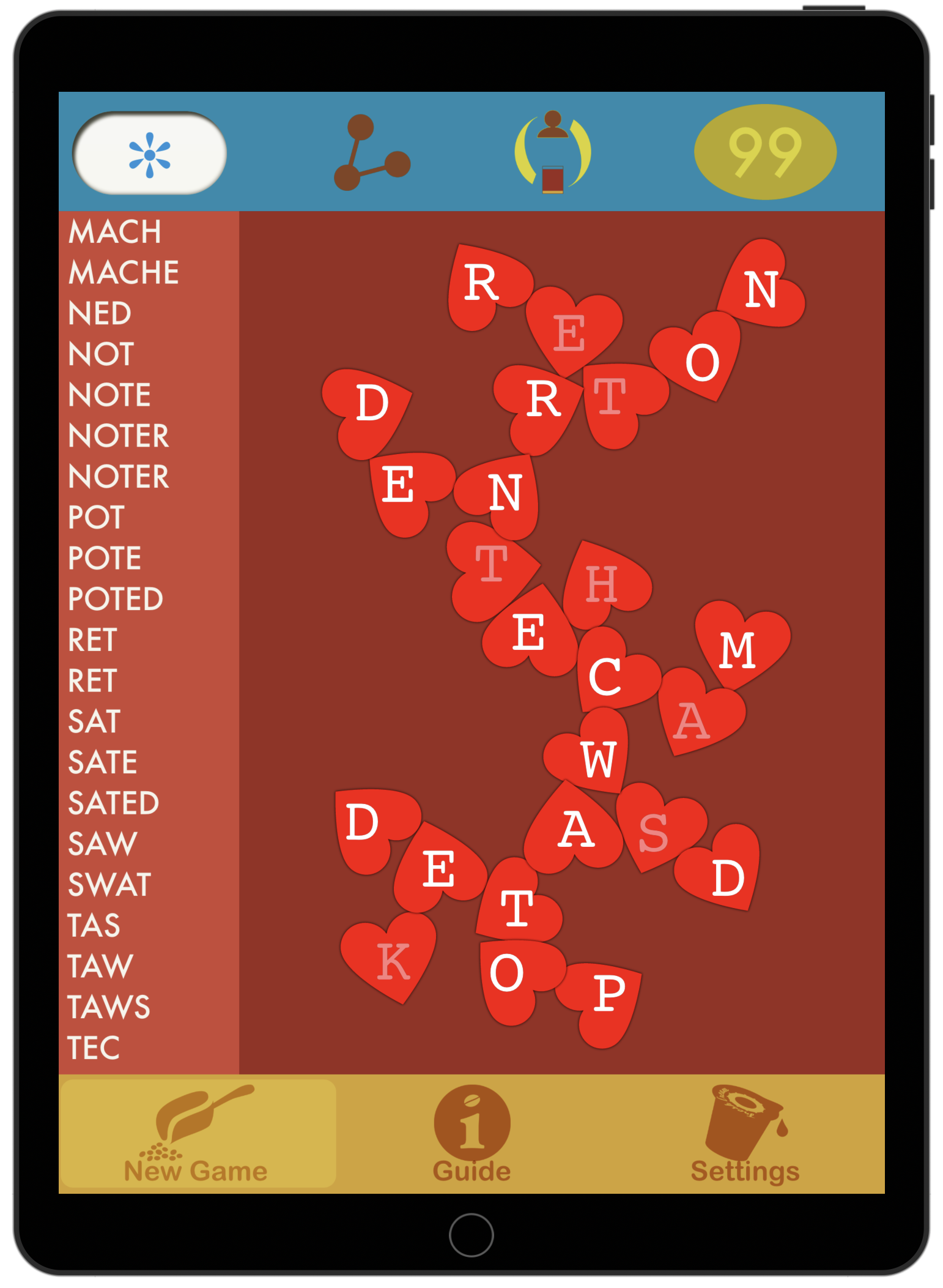 8-Spot Hearts Blu Yonder screenshot, 99 points