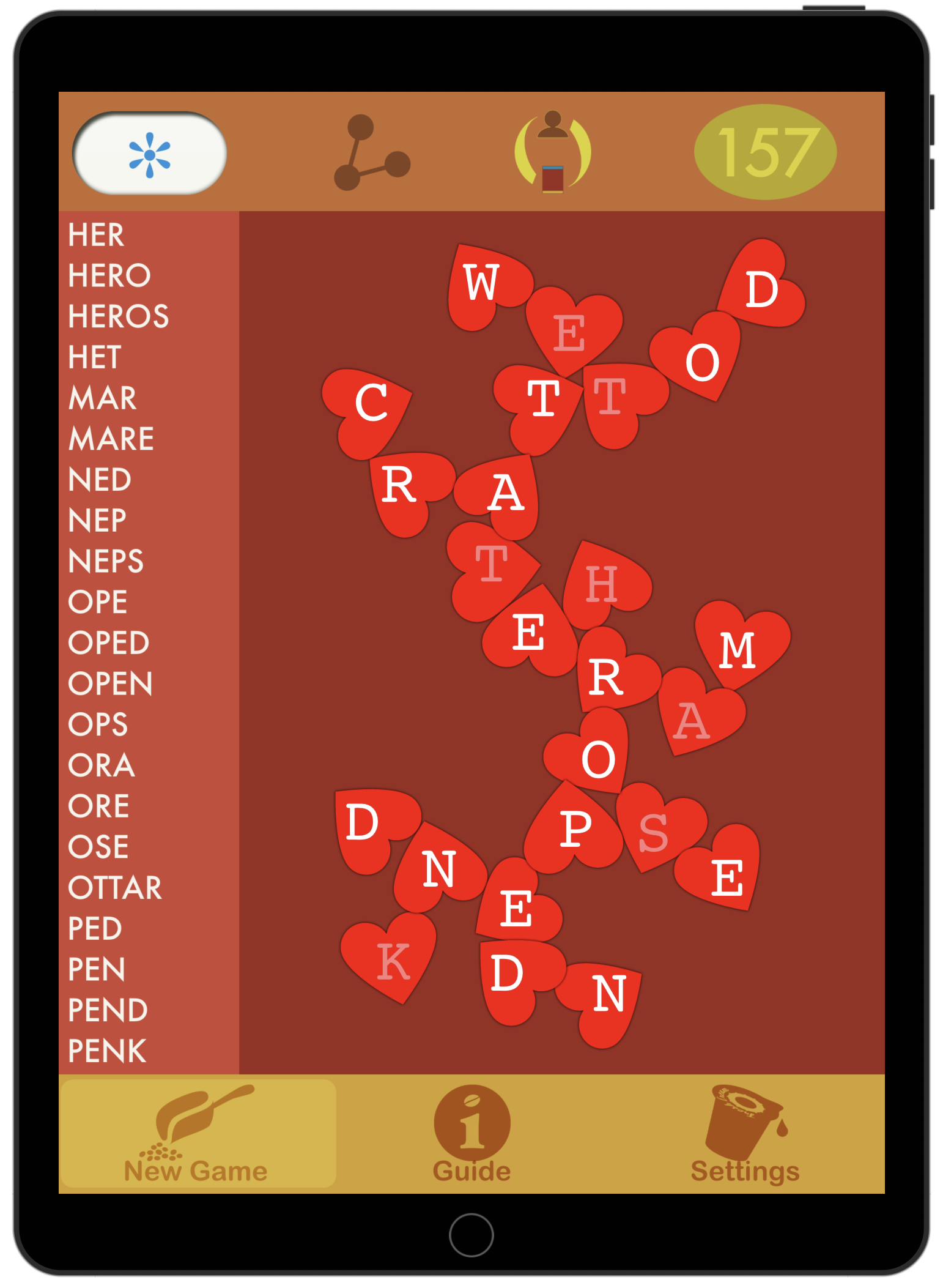 8-Spot Hearts User screenshot, 157 points