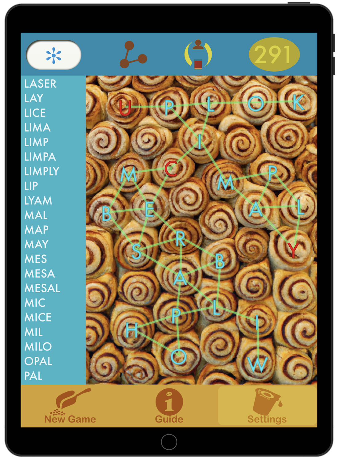 Hypnotic spell (spiral) cinnamon roll Blu Yonder mockup screenshot