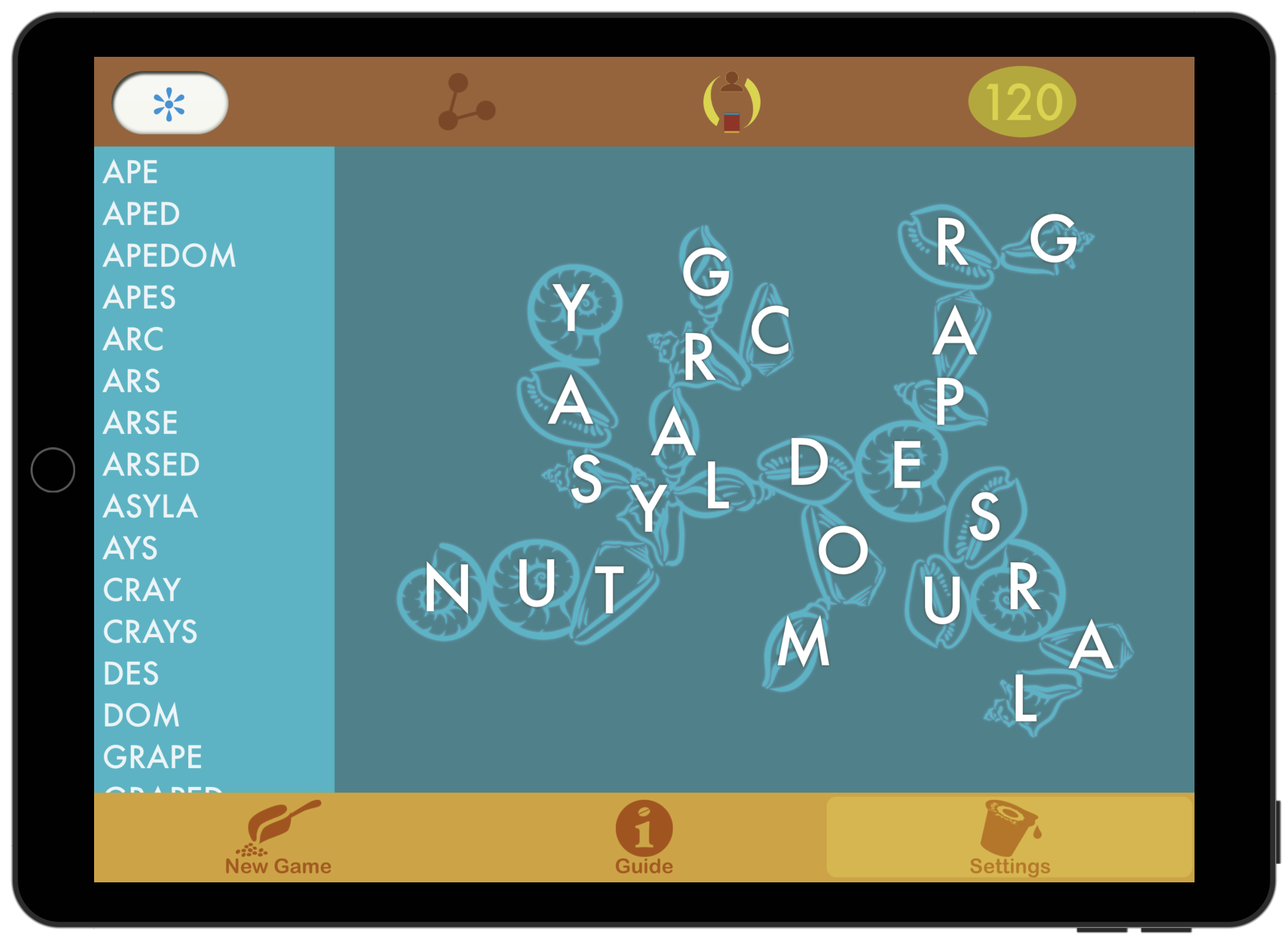 Shell game Sea Spells User iPad landscape screenshot